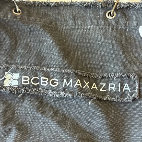 BCBG Max Azria High End Black Canvas Shoulder Bag Beach Surf Tote NICE - Picture 5 of 8